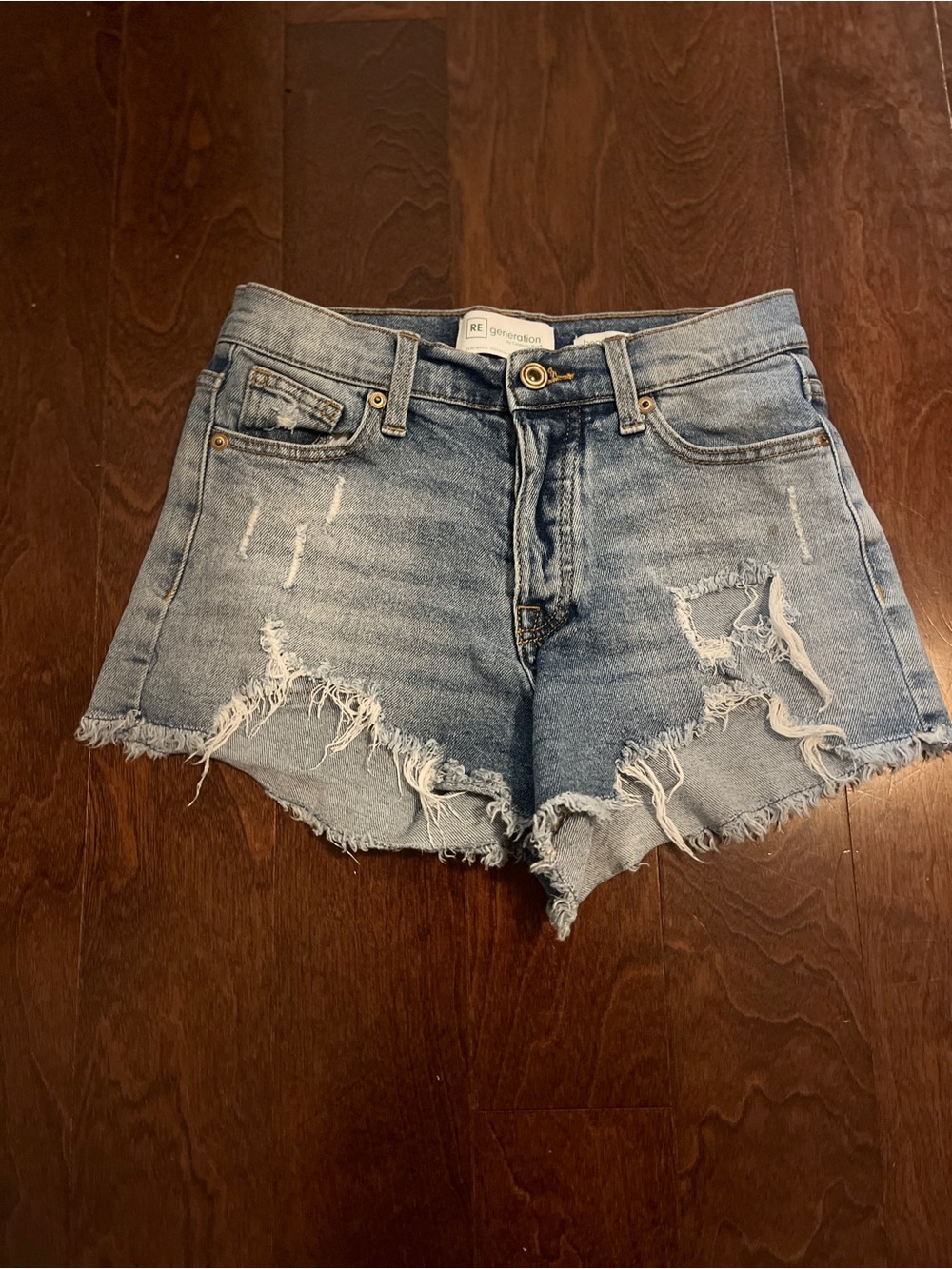 Celebrity Pink Distressed Light Blue Denim Shorts